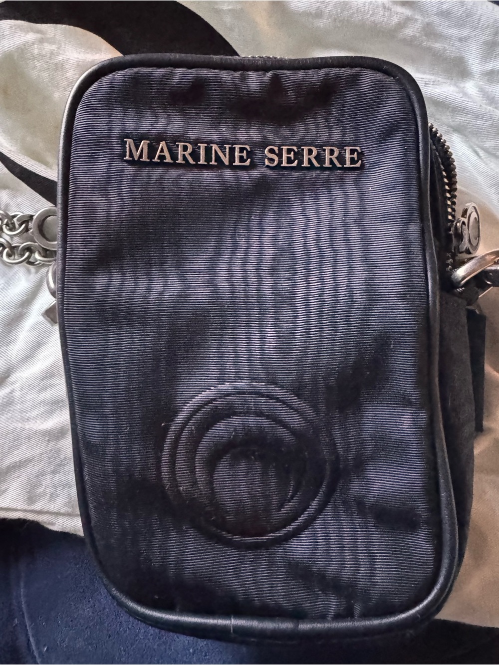 Marine Serre Black Logo Belt Bag with Silver Hardware